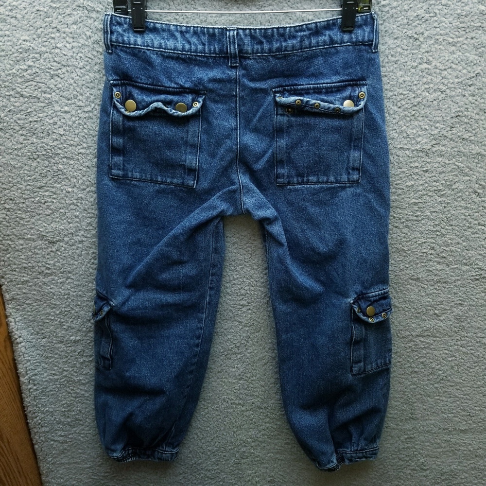 Venus Women's 2 Floral Blue Cropped Jeans Pockets 100% Cotton 30" 23" 8.5" - Picture 10 of 12